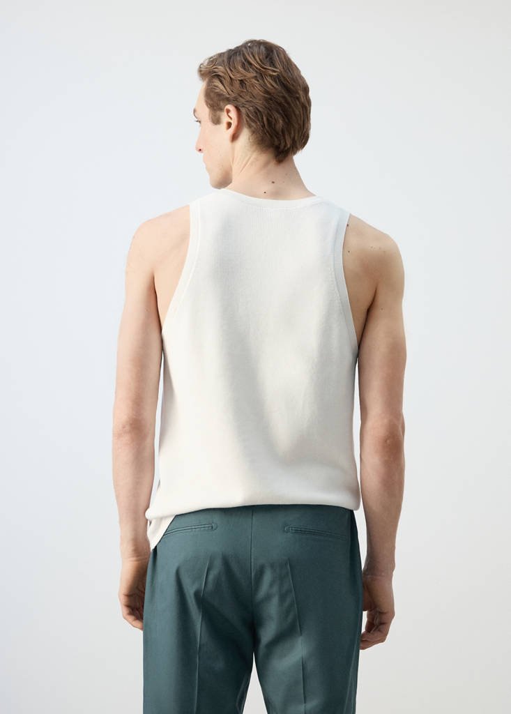 Slim fit ribbed tank top — Off White