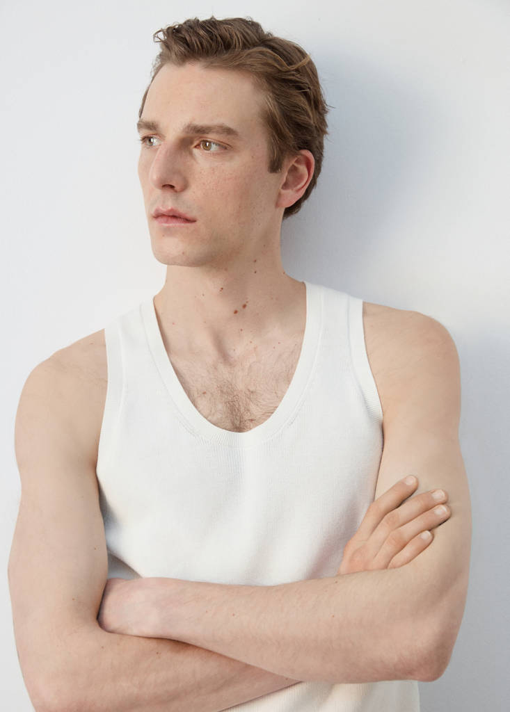 Slim fit ribbed tank top — Off White
