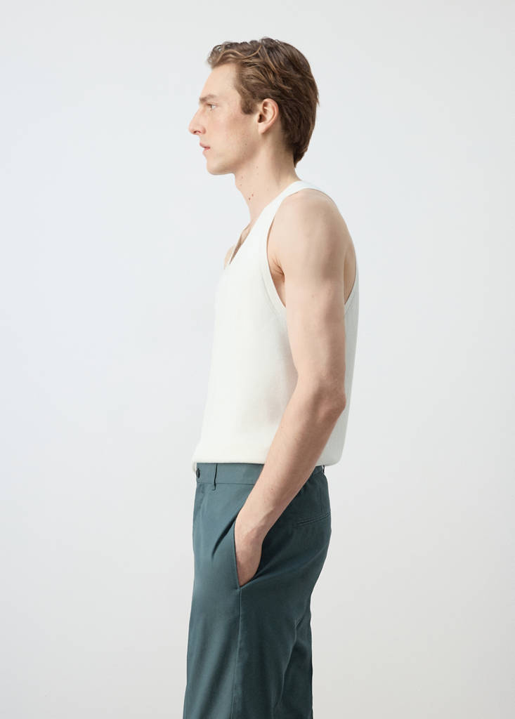 Slim fit ribbed tank top — Off White