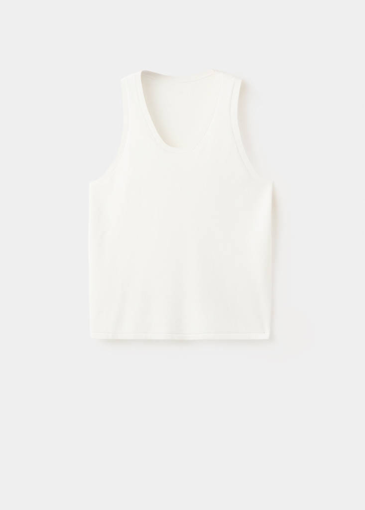 Slim fit ribbed tank top — Off White