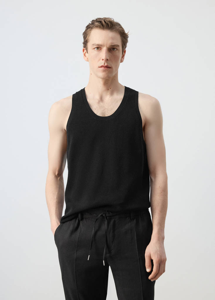 Slim fit ribbed tank top — Black