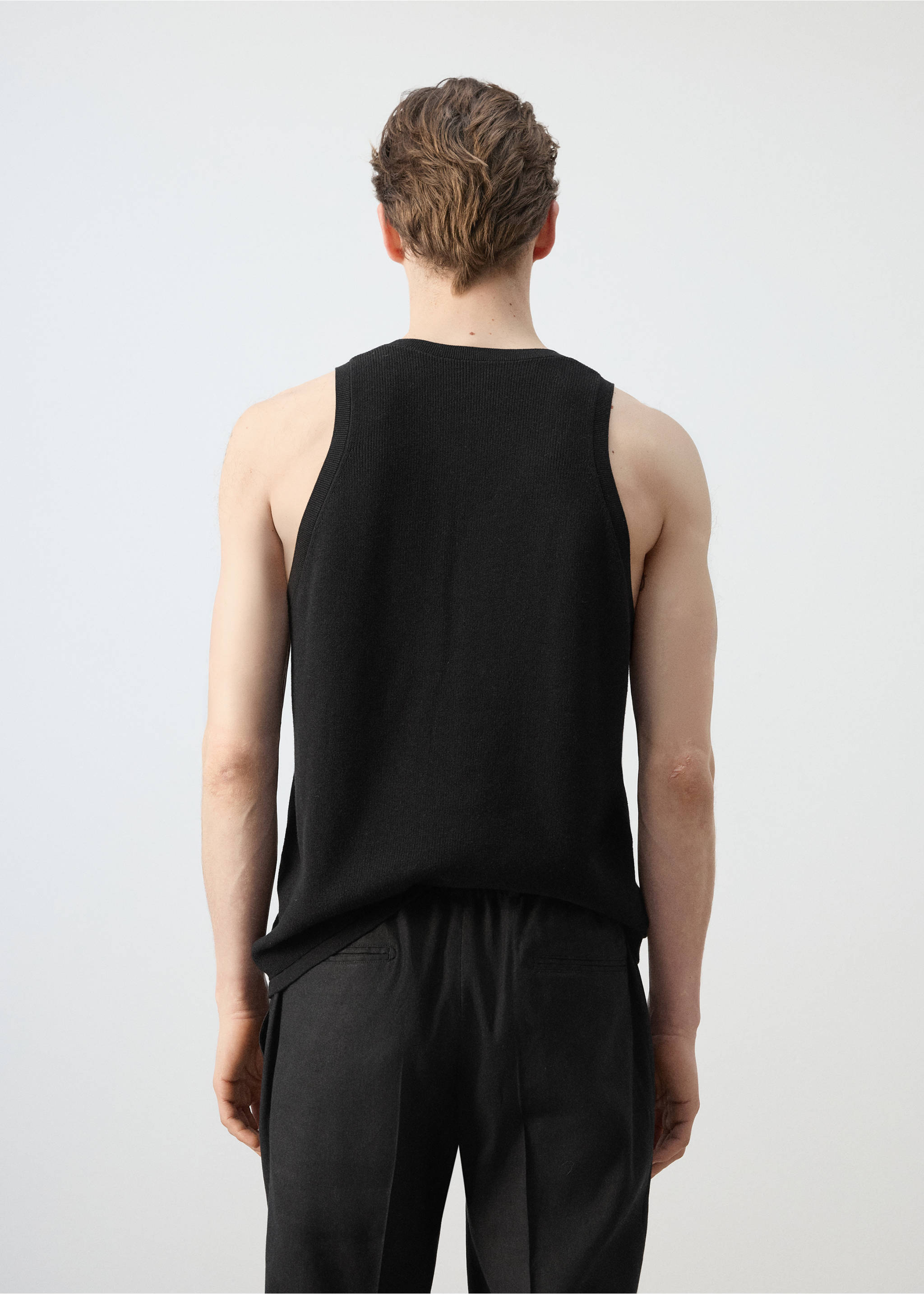 Slim-fit cotton tank top - Reverse of the article, Black. Ref: 27027915-00.