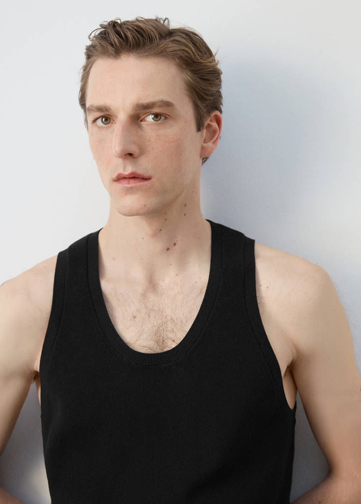 Slim fit ribbed tank top — Black