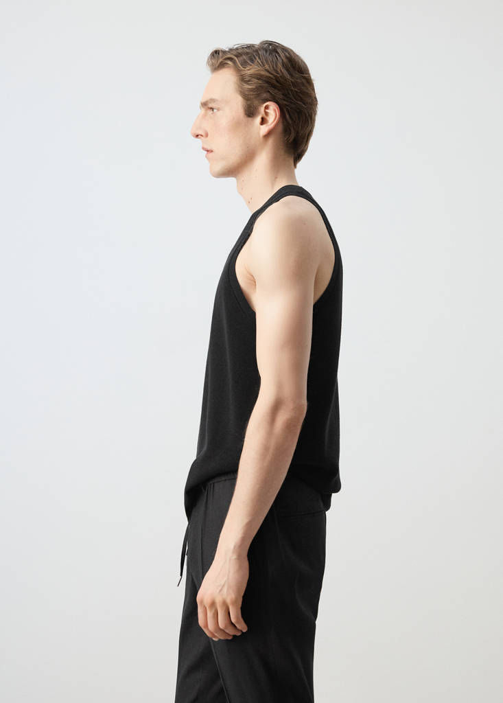 Slim fit ribbed tank top — Black