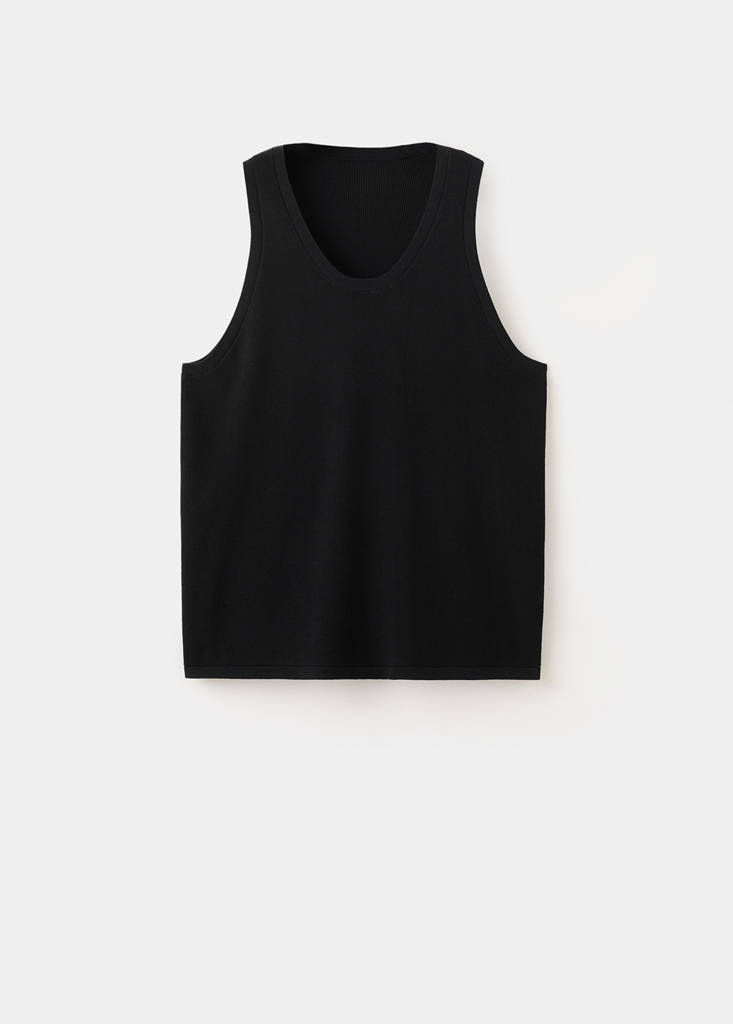 Slim fit ribbed tank top — Black