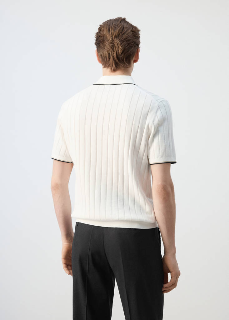 Fine-knit polo shirt with zip - Men | MANGO United Kingdom