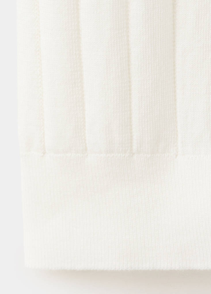 Fine-knit polo shirt with zip — Off White