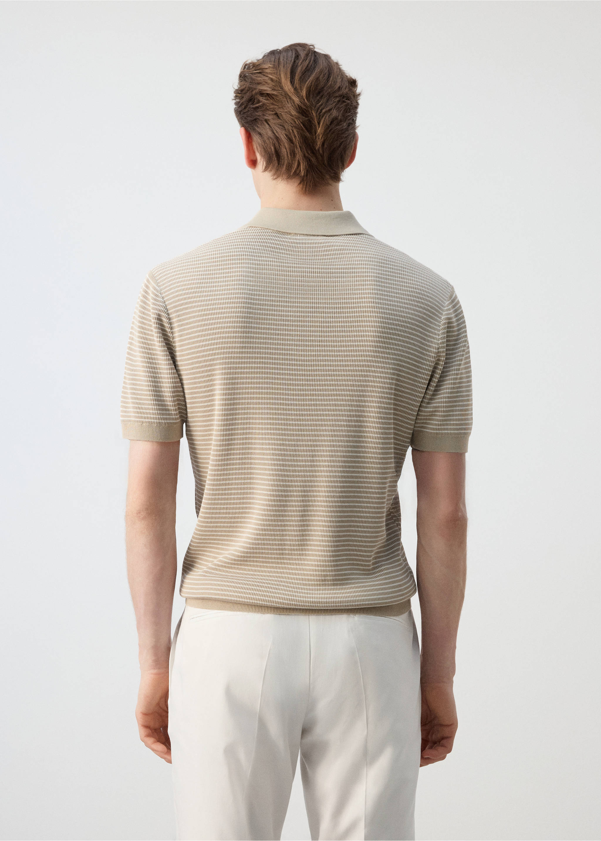 Polo algodón punto rayas - Reverso del artículo, Beige. Ref: 27027917-00.