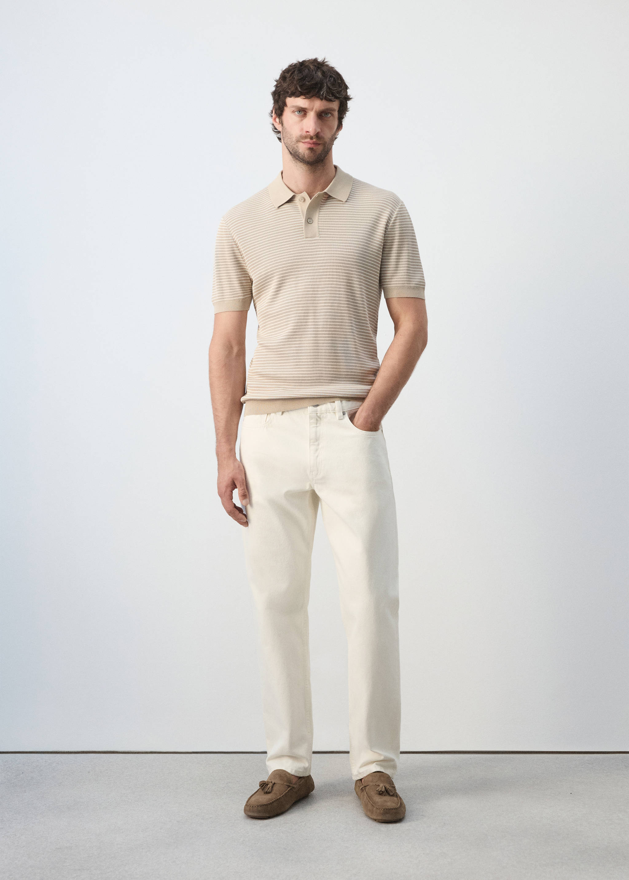 Striped knit cotton polo shirt - General plane