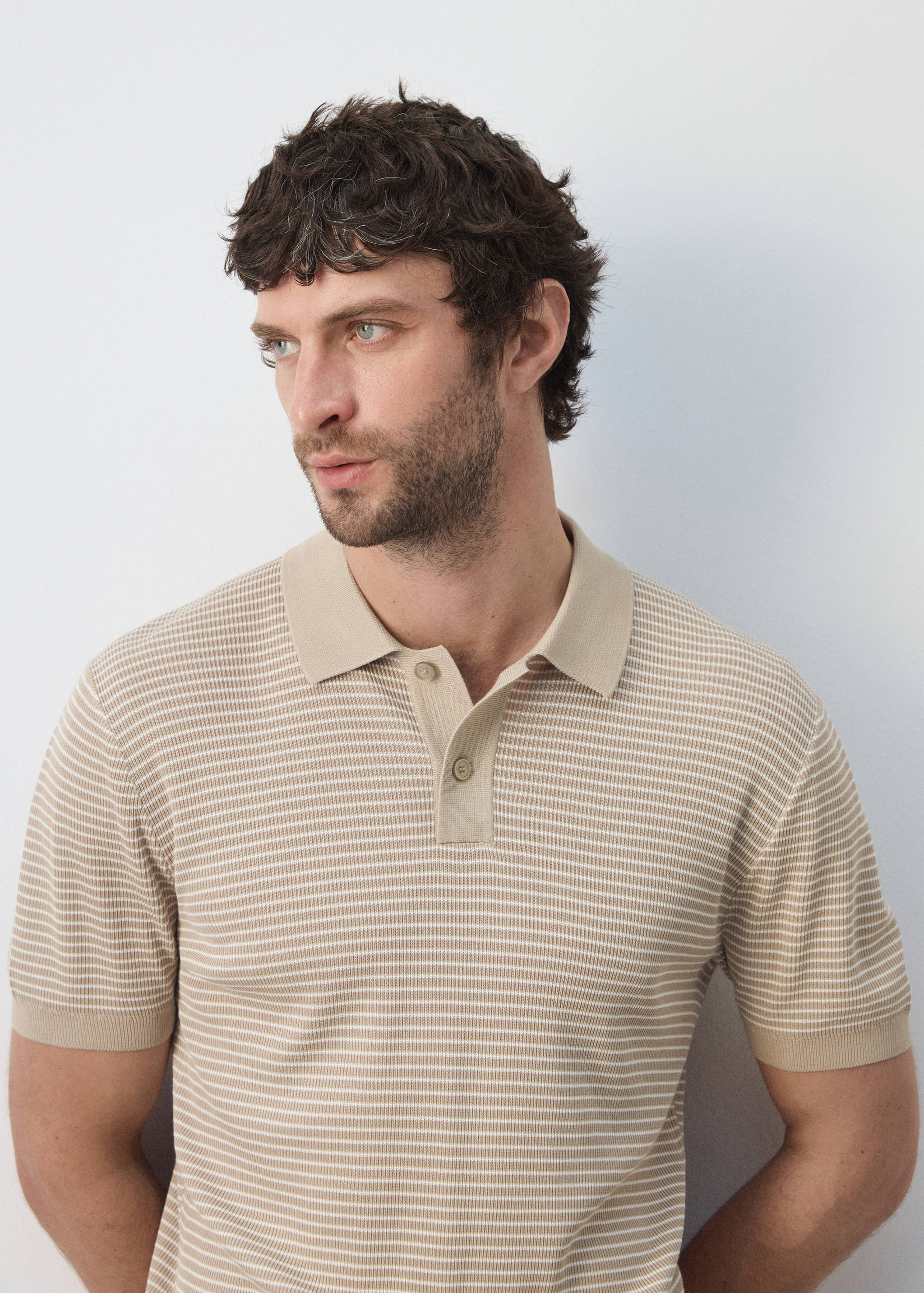 Striped knit cotton polo shirt - Reverse of the article
