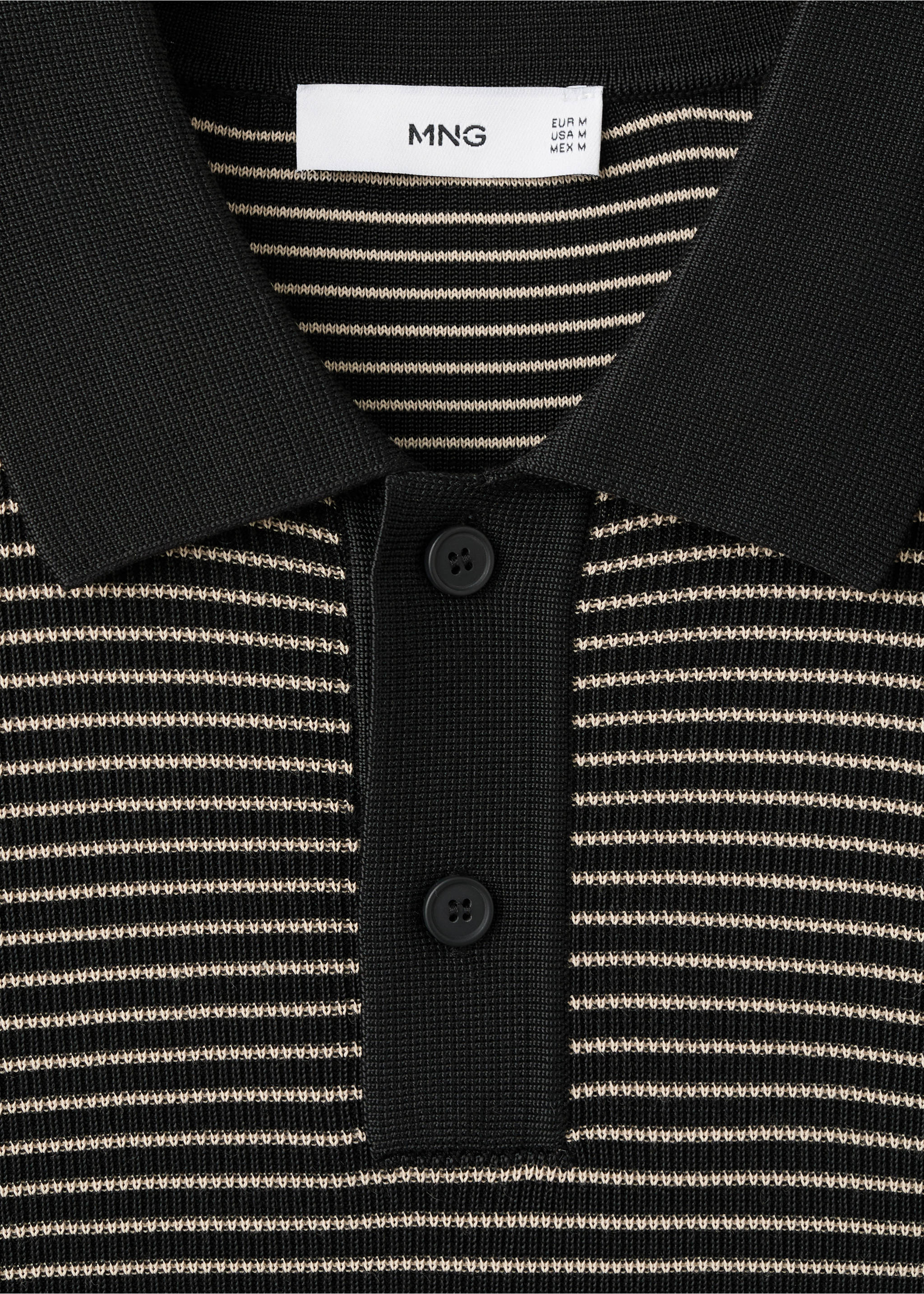 Polo algodón punto rayas - Detalle del artículo 8, Negro. Ref: 27027917-00.