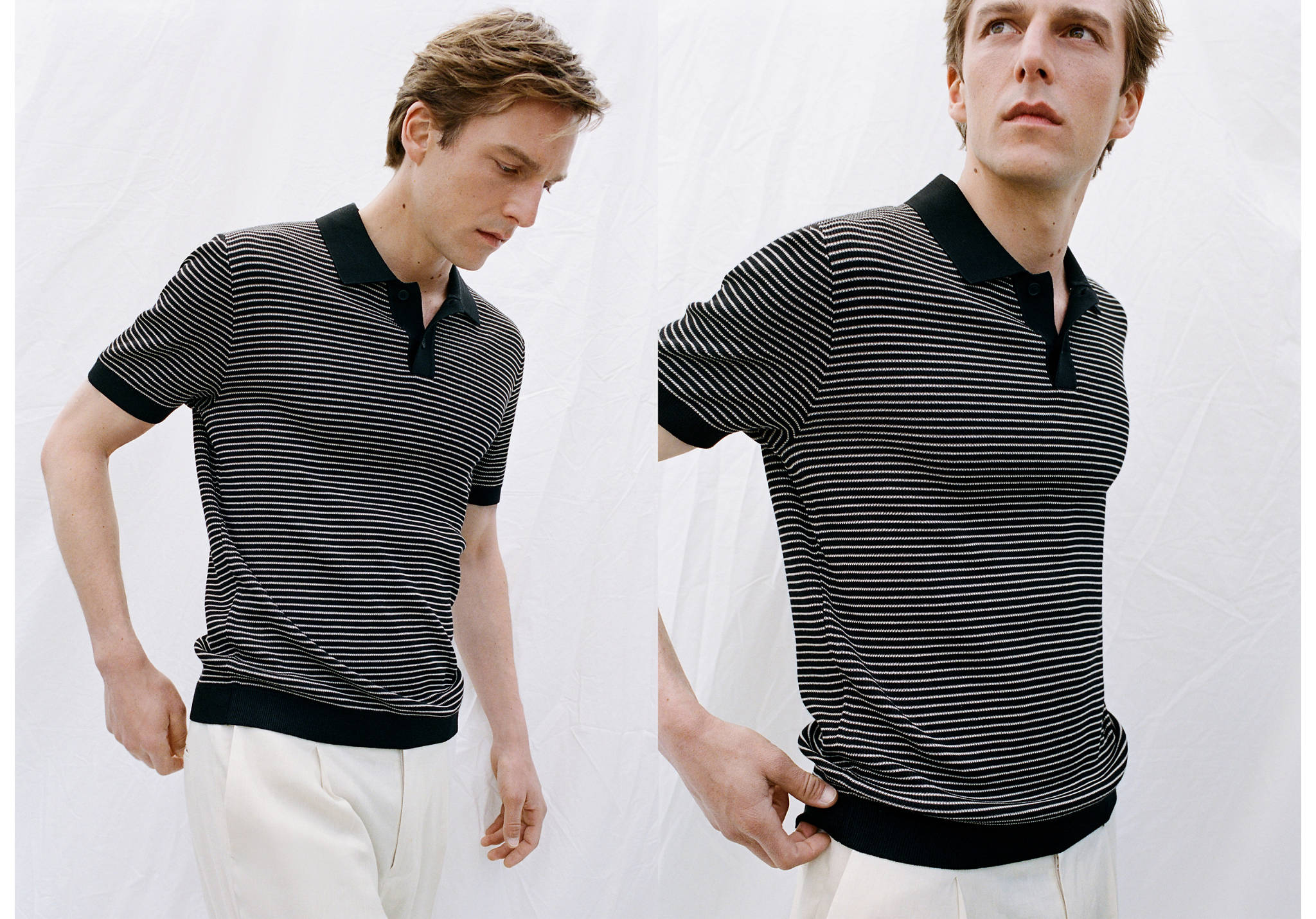 Polo coton maille rayures - Plan panoramique