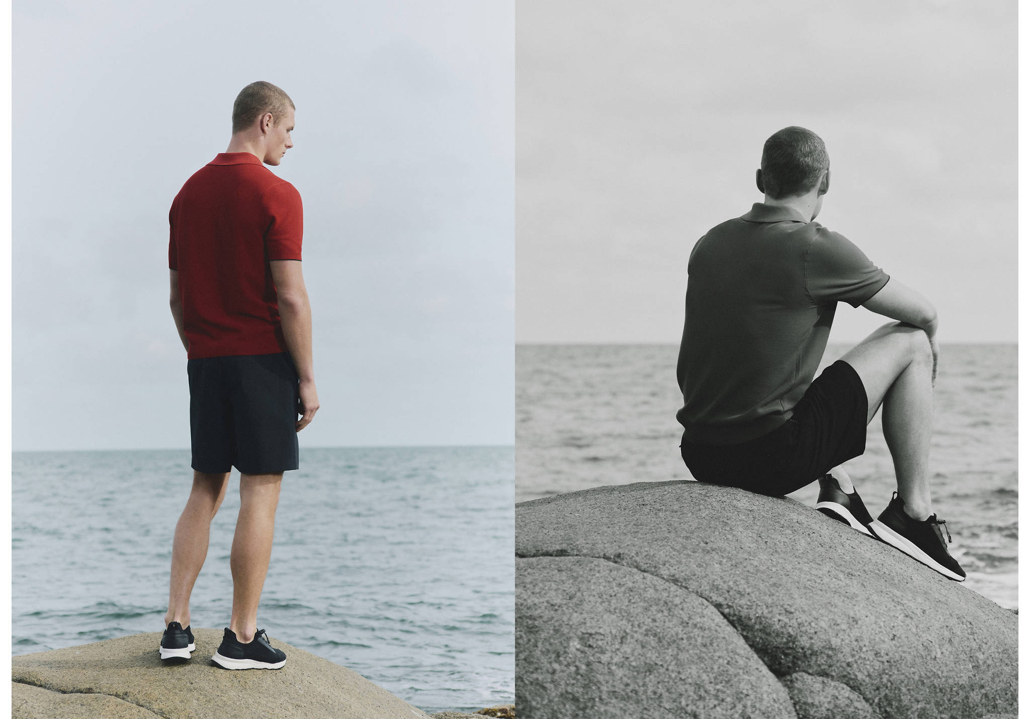 Contrasting knitted polo shirt - Panoramic plane