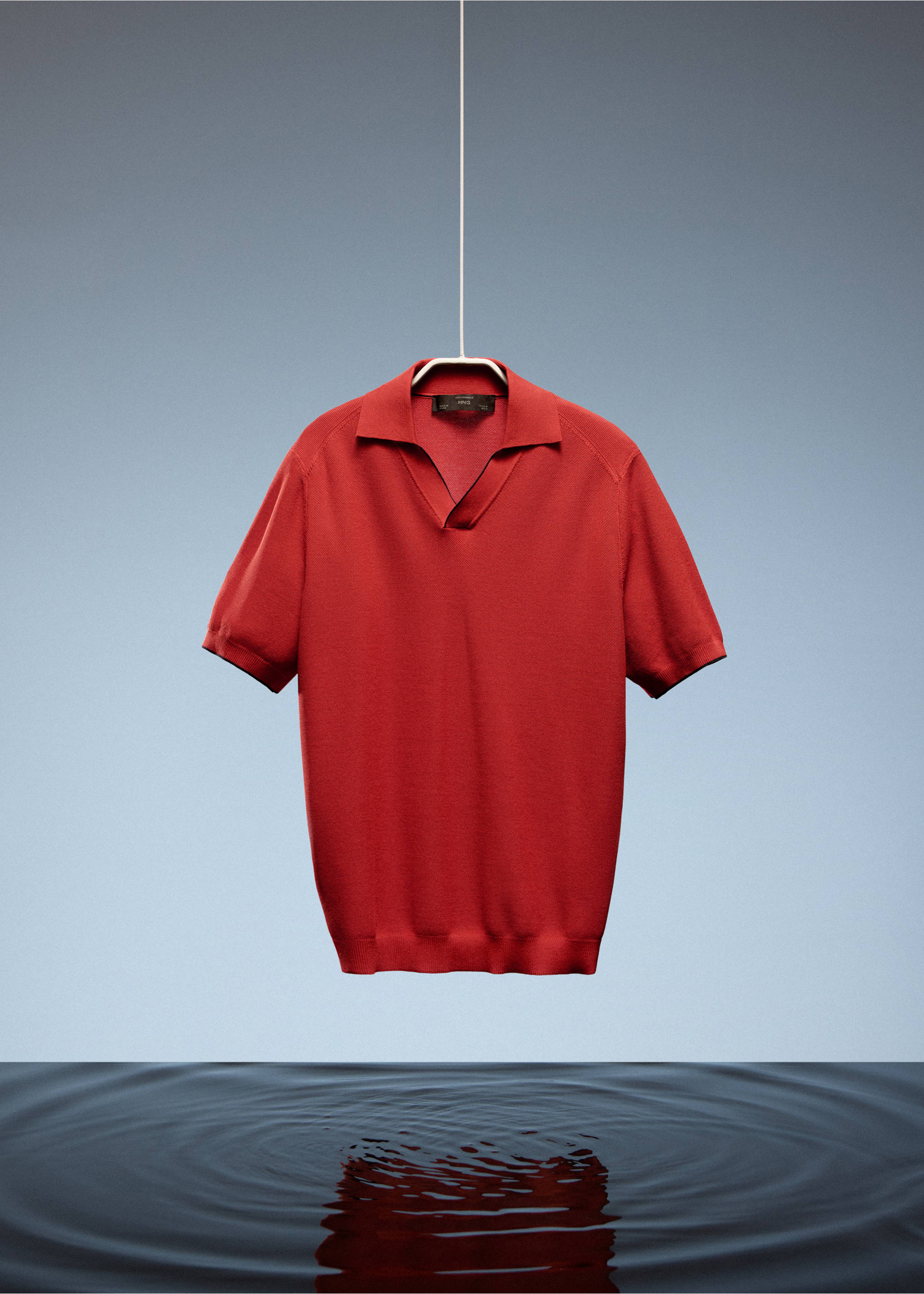 Polo de malha combinado - Pormenor do artigo 9, Vermelho. Ref: 27027918-00.