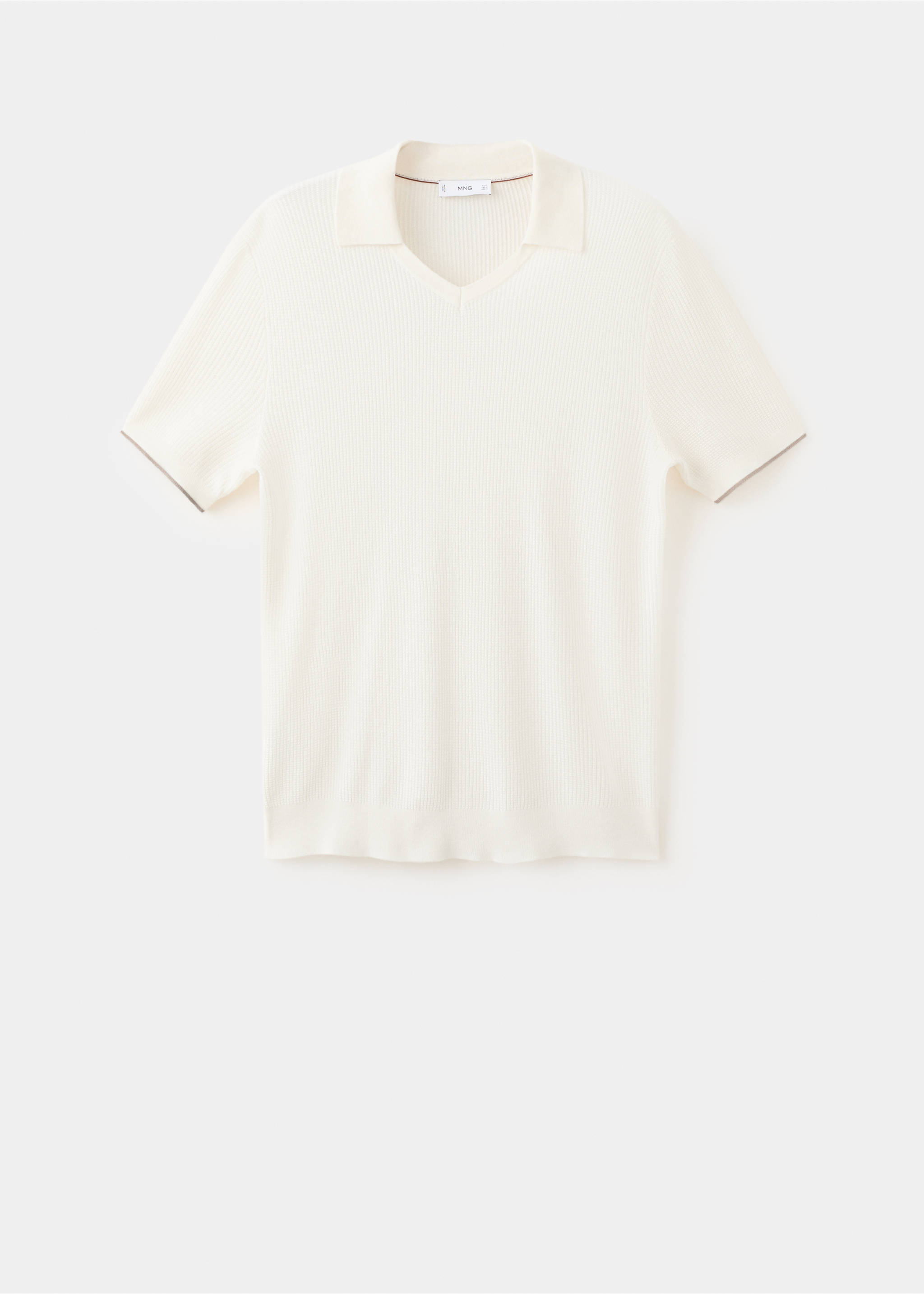 Polo en maille gaufrée - Article sans modèle, Blanc cassé. Ref: 27027919-00.