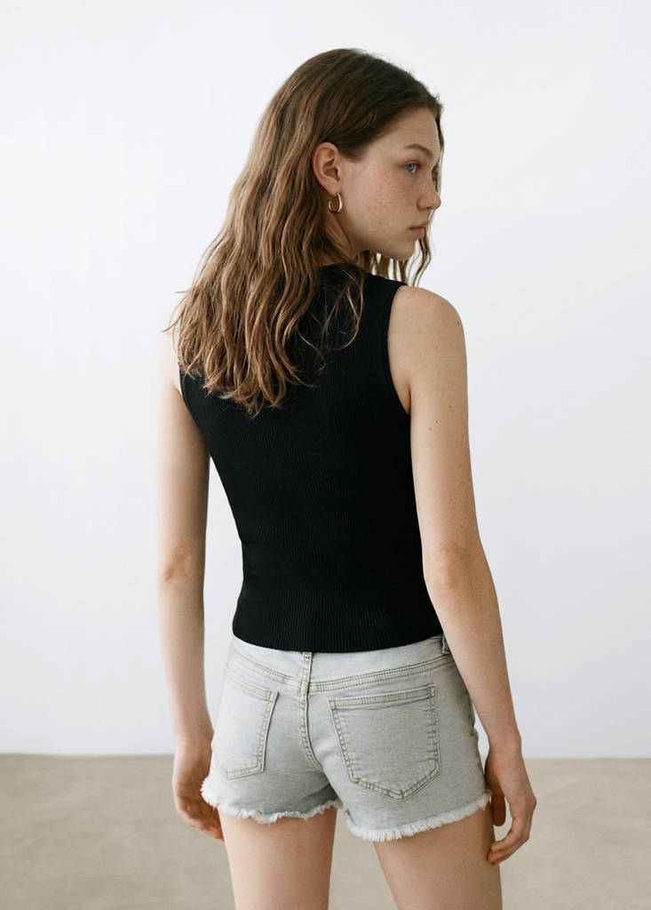Ribbed top — Black