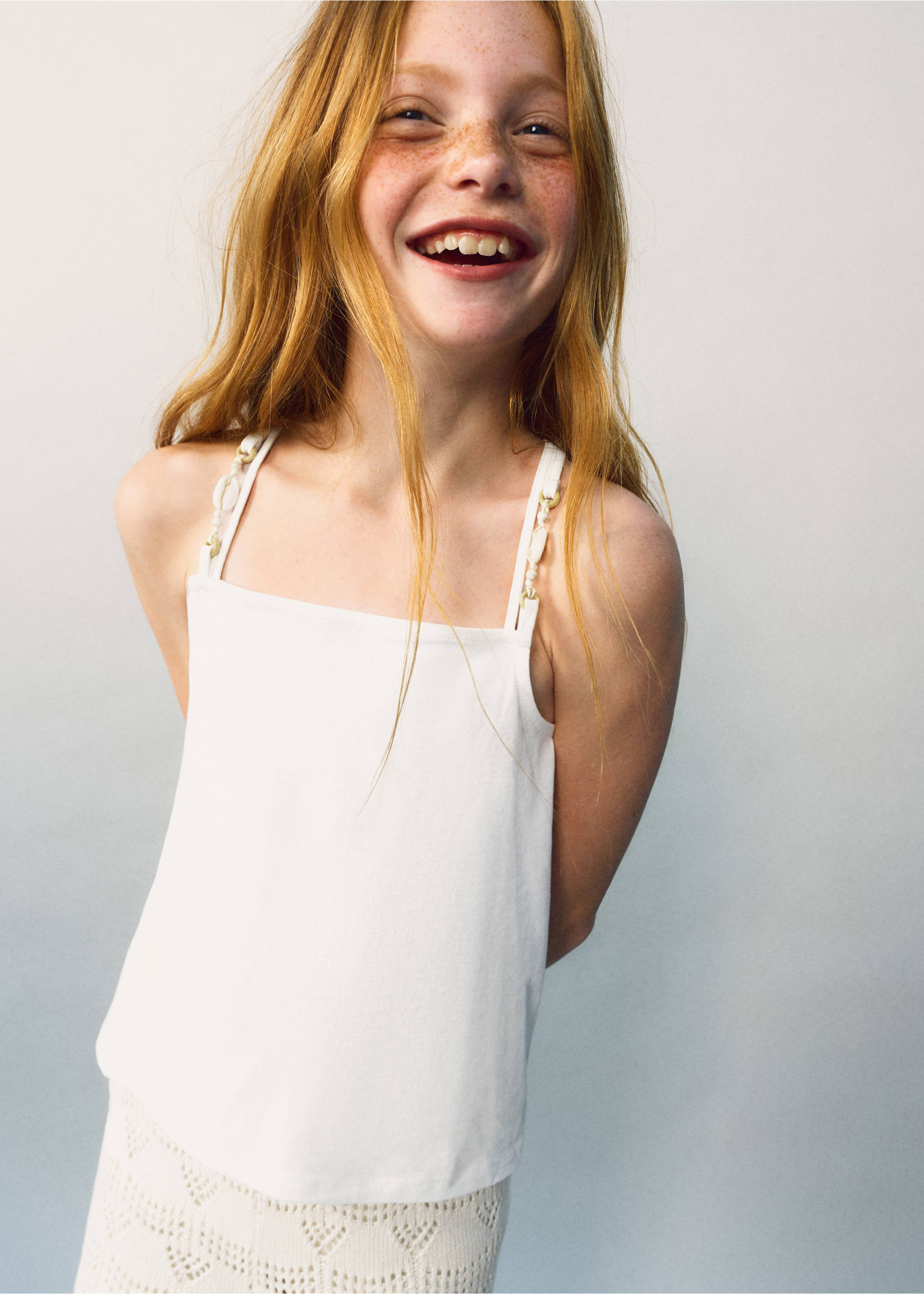 Shell detail vest top - Details of the article 1, Off White. Ref: 27027928-00.