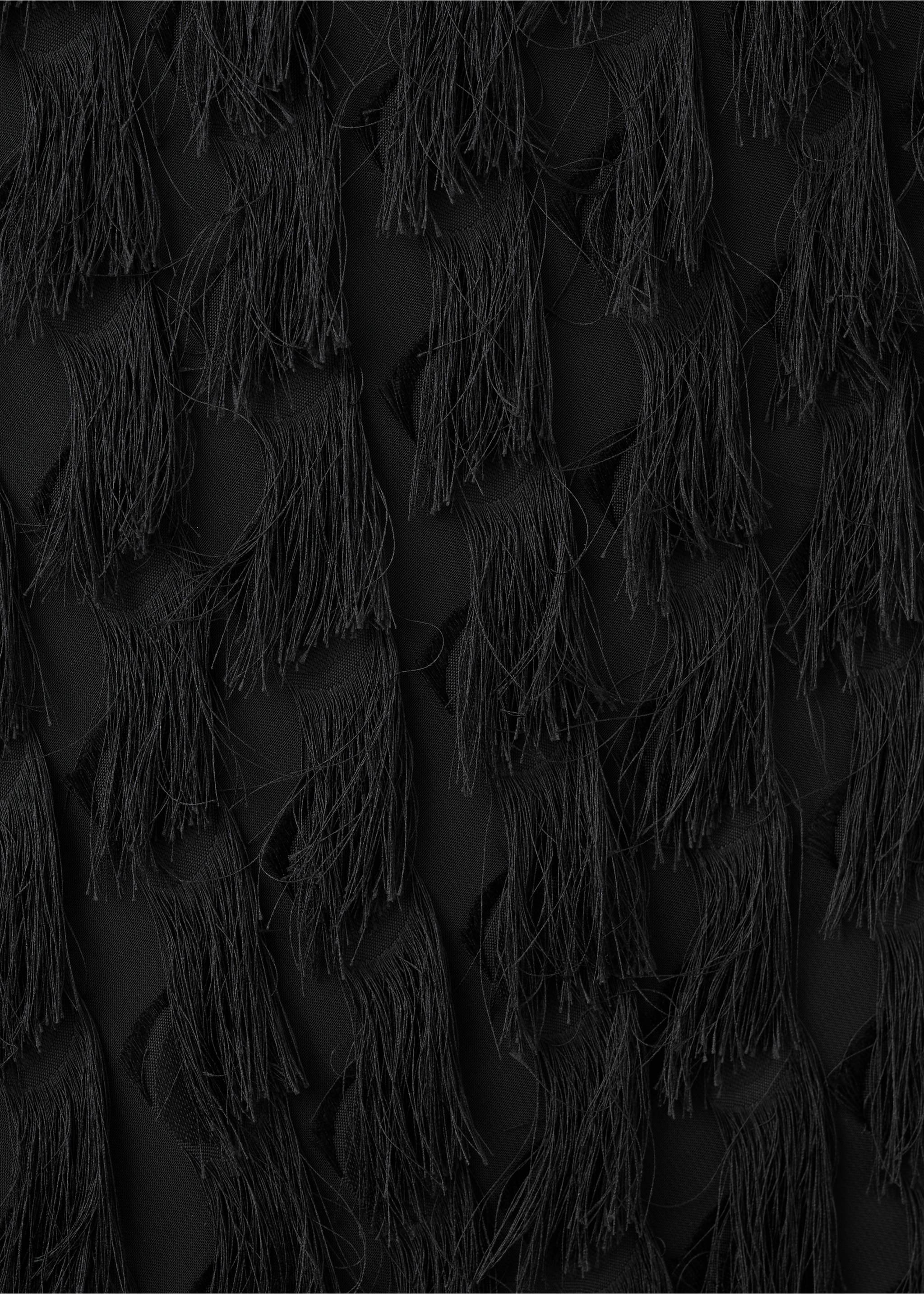 Long dress with frayed finishes - Details of the article 0, Black. Ref: 27027929-00.