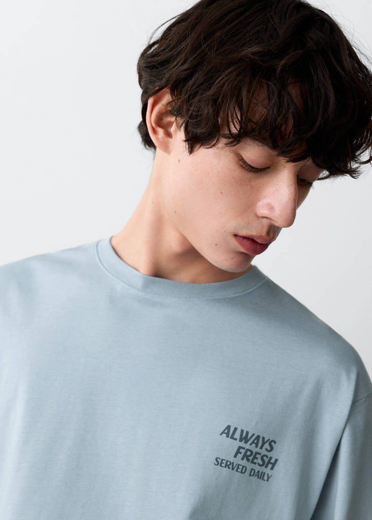Printed cotton-blend t-shirt — Blue
