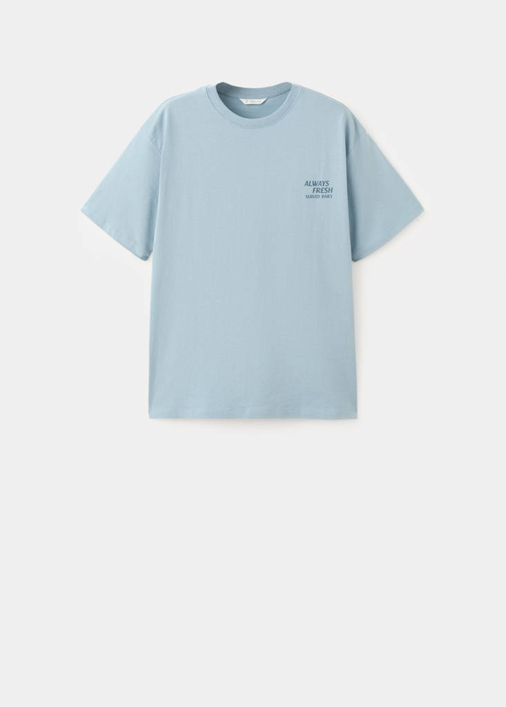 Printed cotton-blend t-shirt — Blue