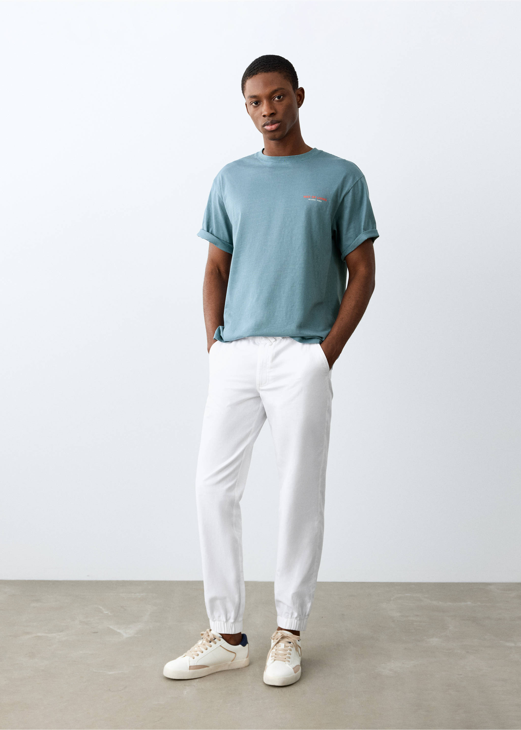 T-shirt imprimé manches courtes - Plan général, Bleu. Ref: 27027934-00.