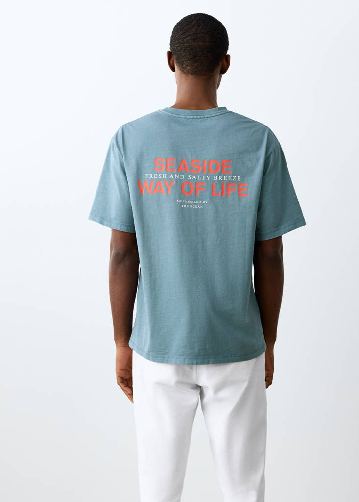 Short-sleeved printed t-shirt — Blue