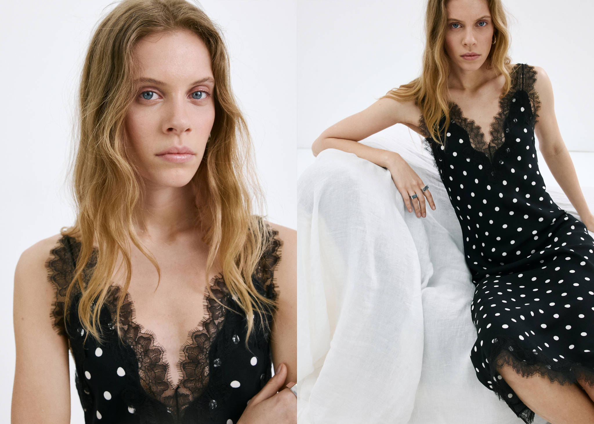 Polka dot dress with lace detail - Panoramic plane