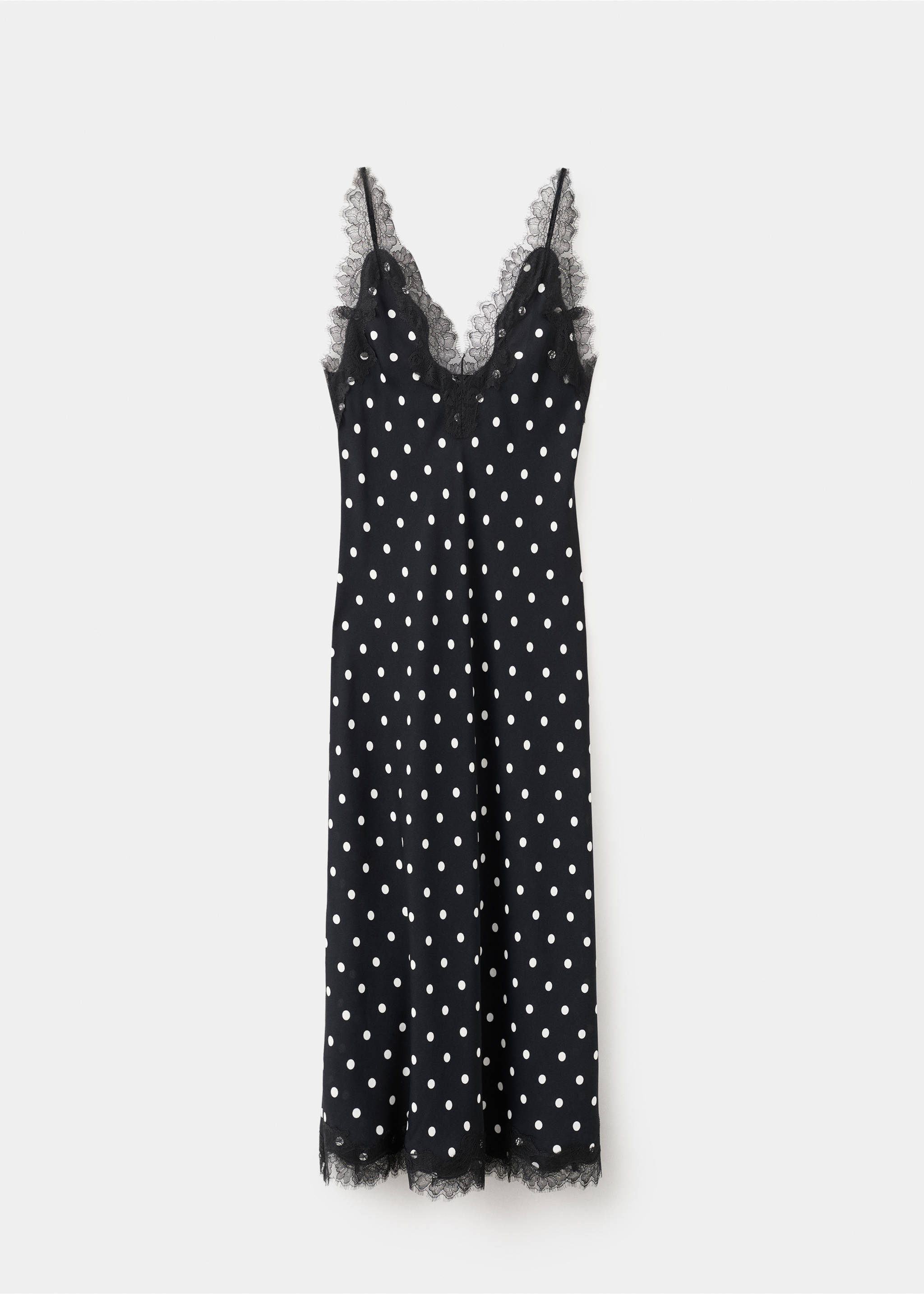 Polka dot dress with lace detail - Article without model, Black. Ref: 27027935-00.