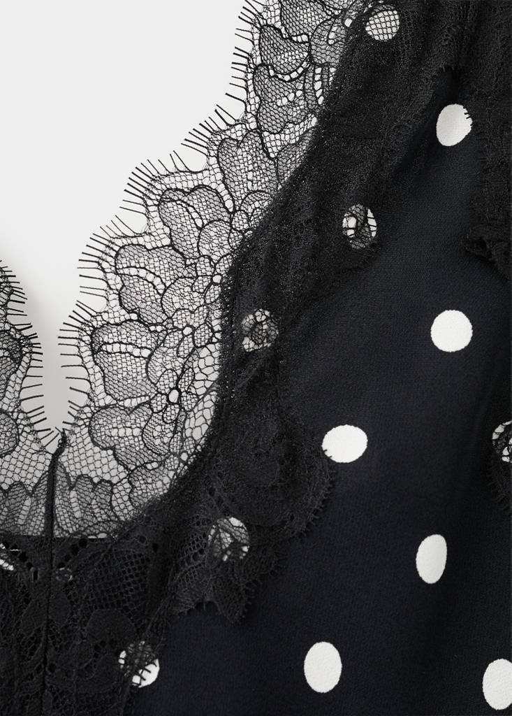 Polka dot dress with lace detail — Black