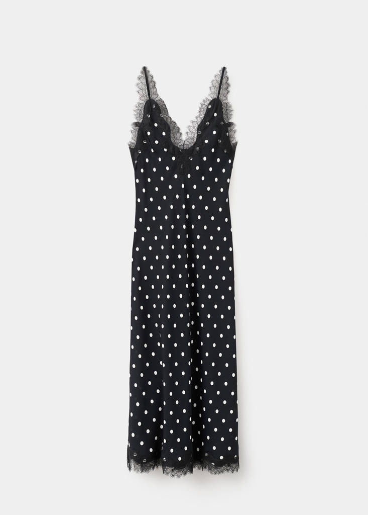Polka dot dress with lace detail — Black