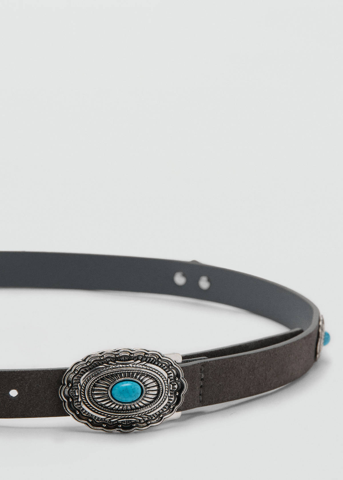 Engraved buckle belt — Grey