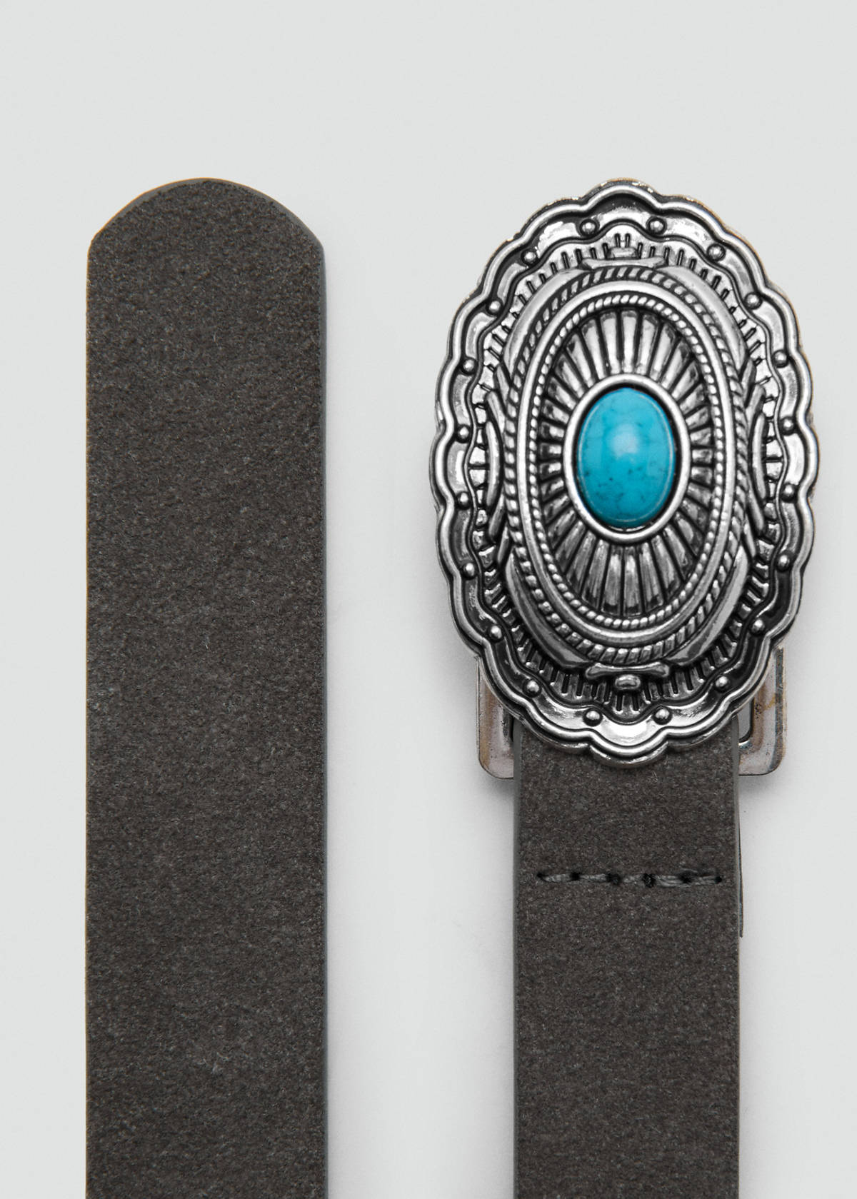Engraved buckle belt — Grey