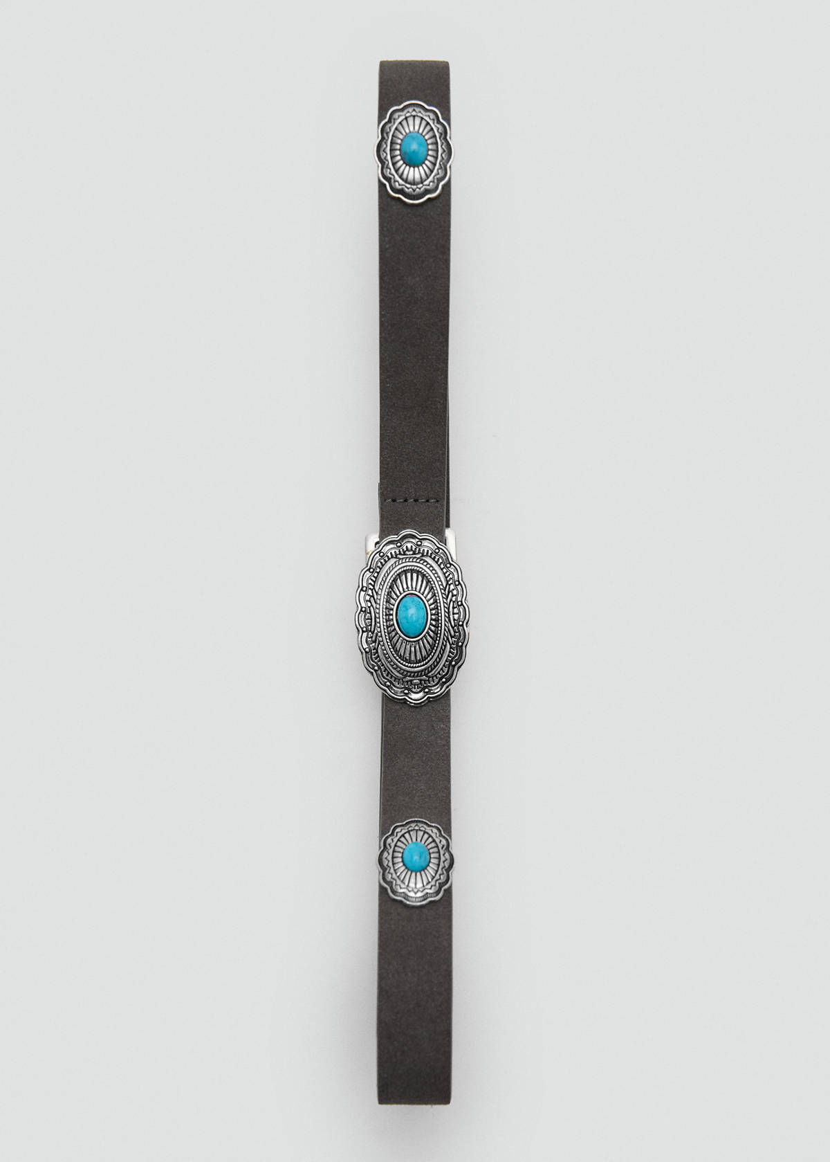Engraved buckle belt — Grey