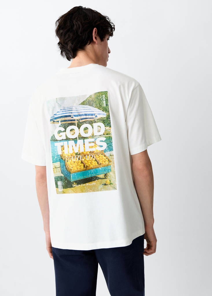 Printed cotton-blend t-shirt — Off White