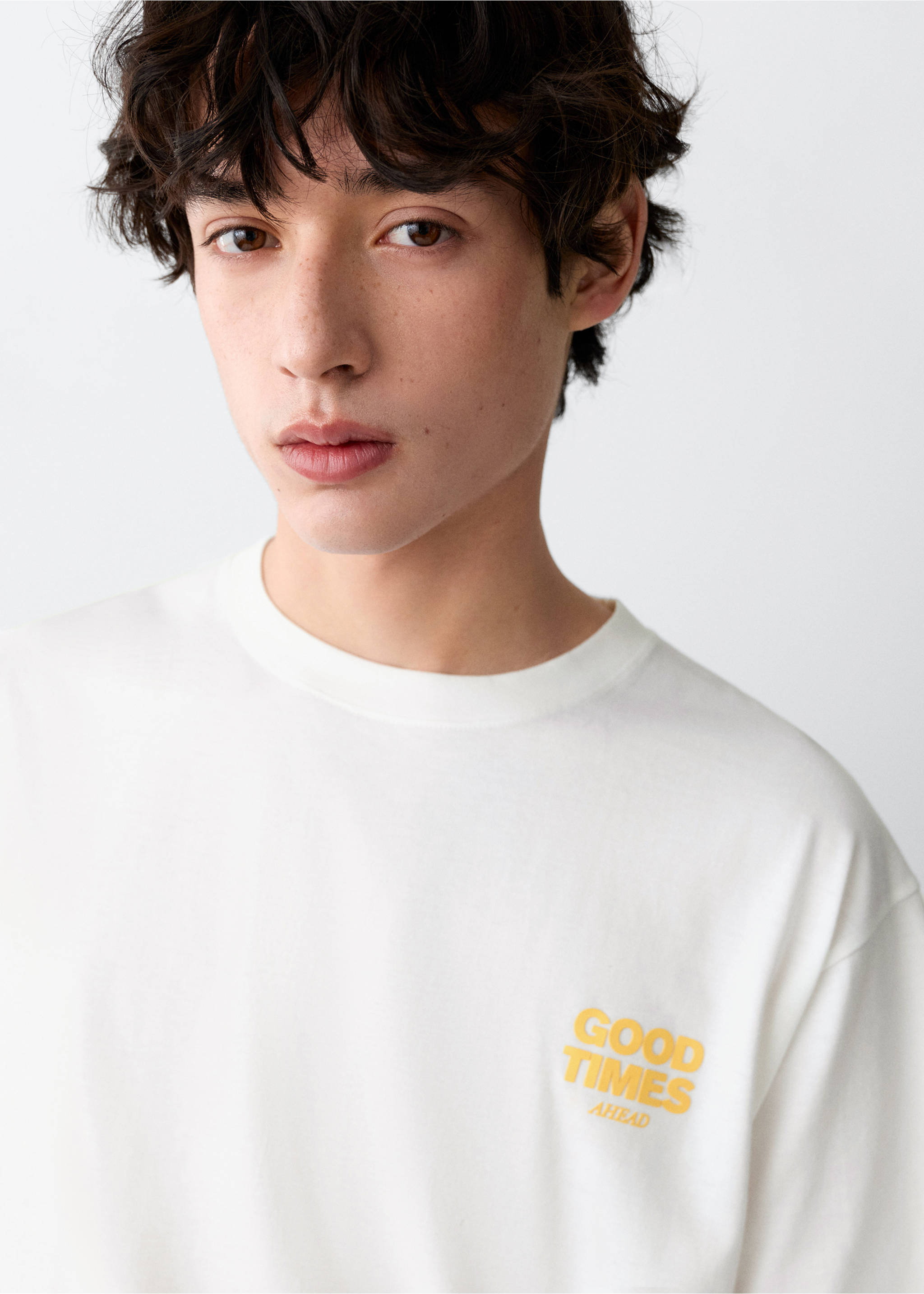Printed cotton-blend t-shirt - Details of the article 1, Off White. Ref: 27027938-00.