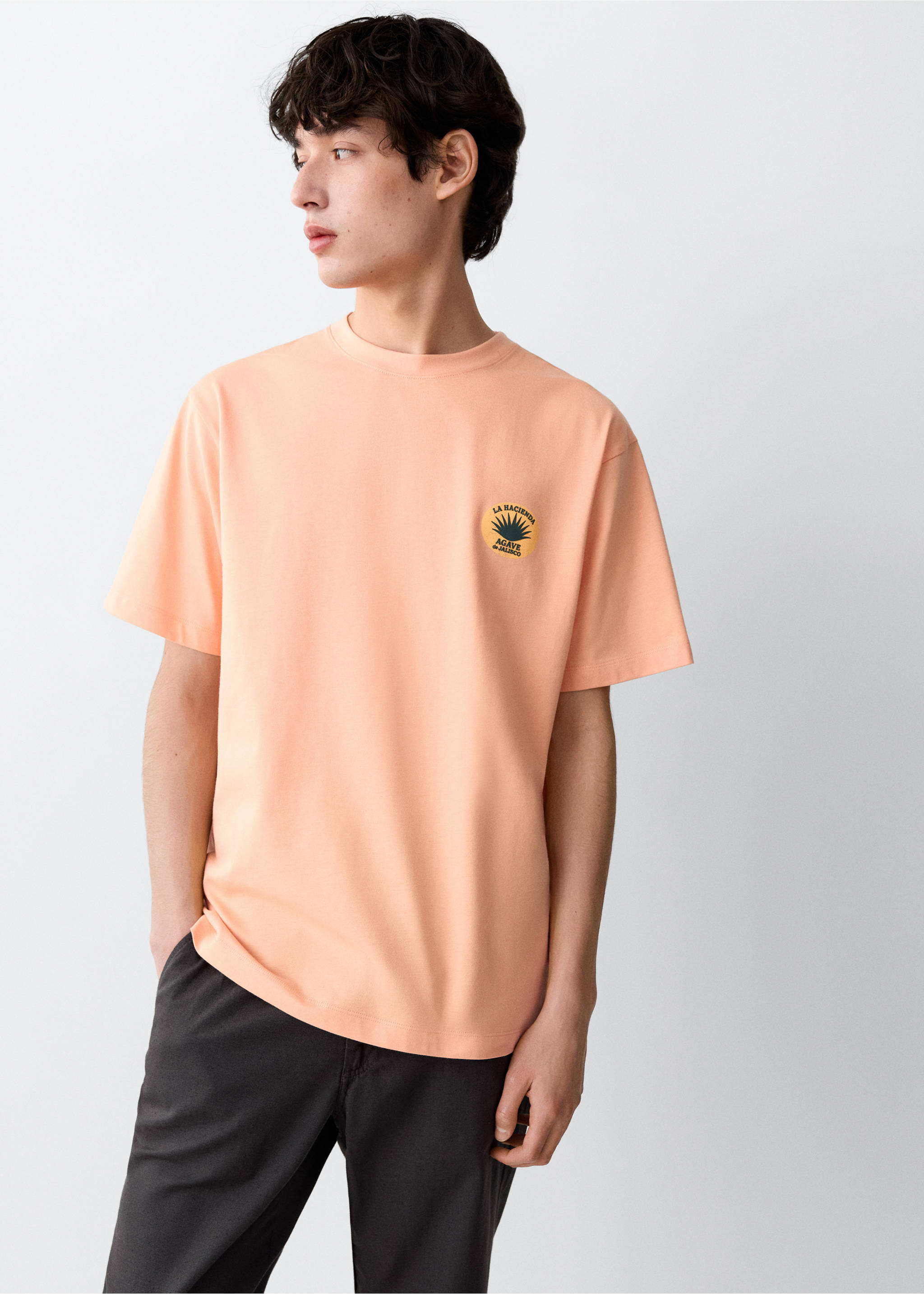 Printed cotton-blend t-shirt - Medium plane, Orange. Ref: 27027939-00.