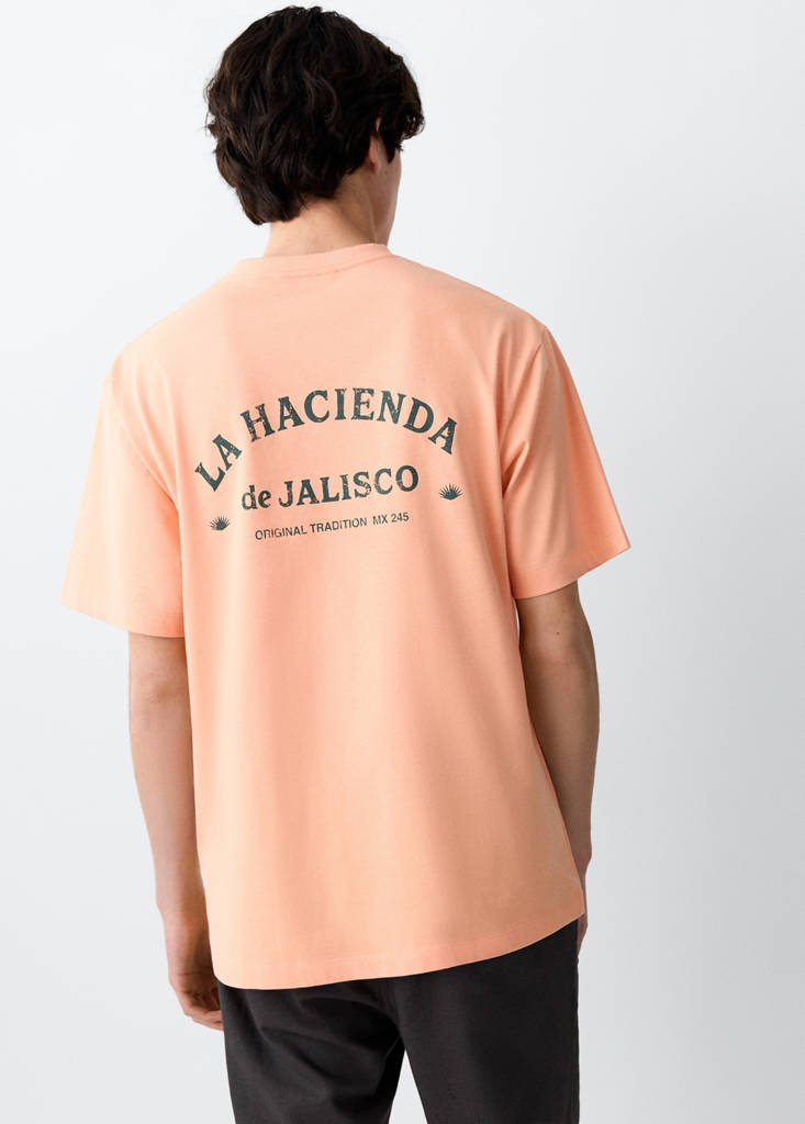 Printed cotton-blend t-shirt — Orange