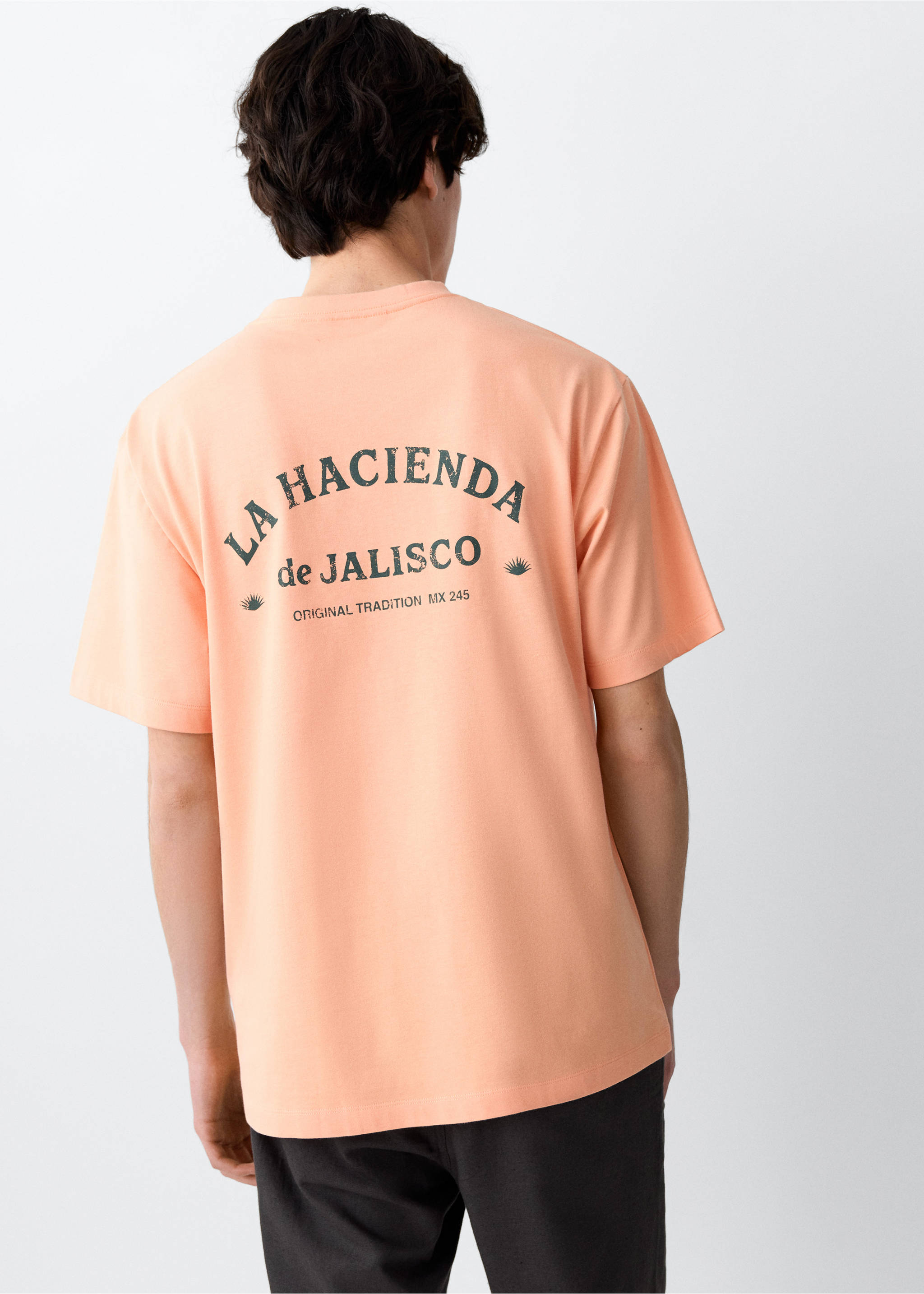 Printed cotton-blend t-shirt - Reverse of the article, Orange. Ref: 27027939-00.