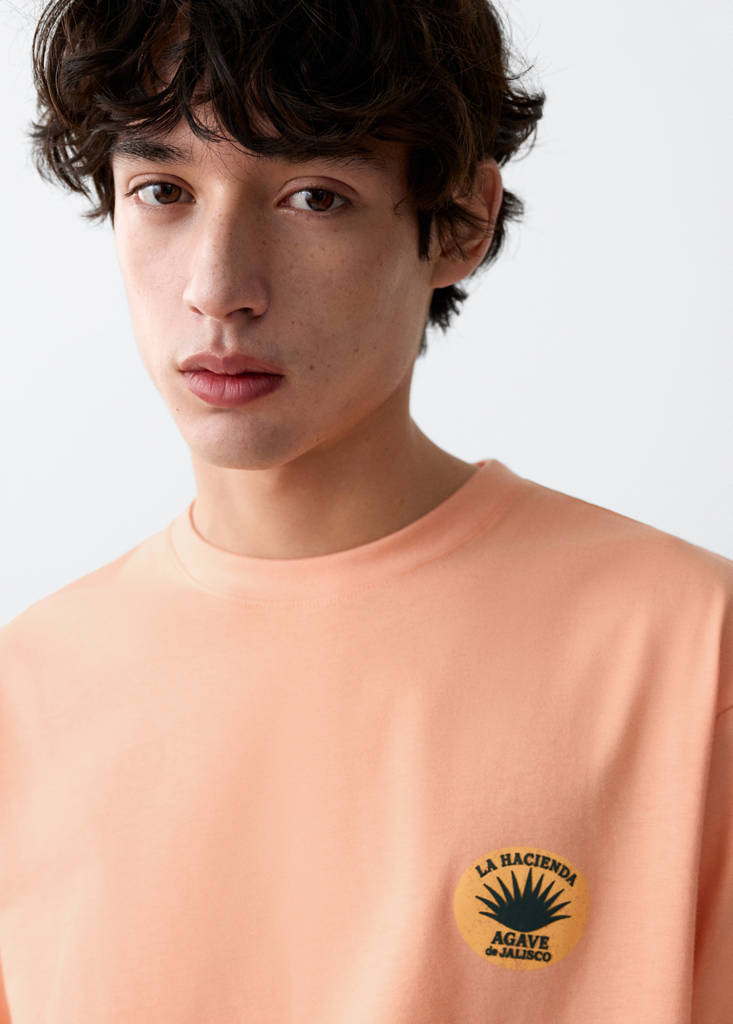 Printed cotton-blend t-shirt — Orange