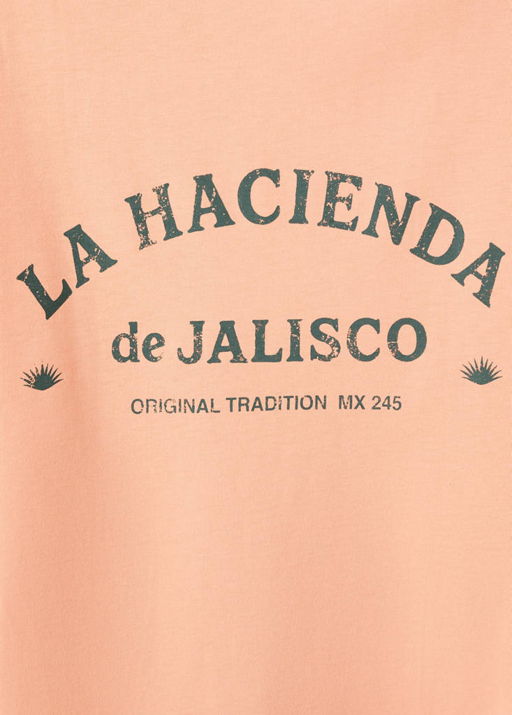 Printed cotton-blend t-shirt — Orange