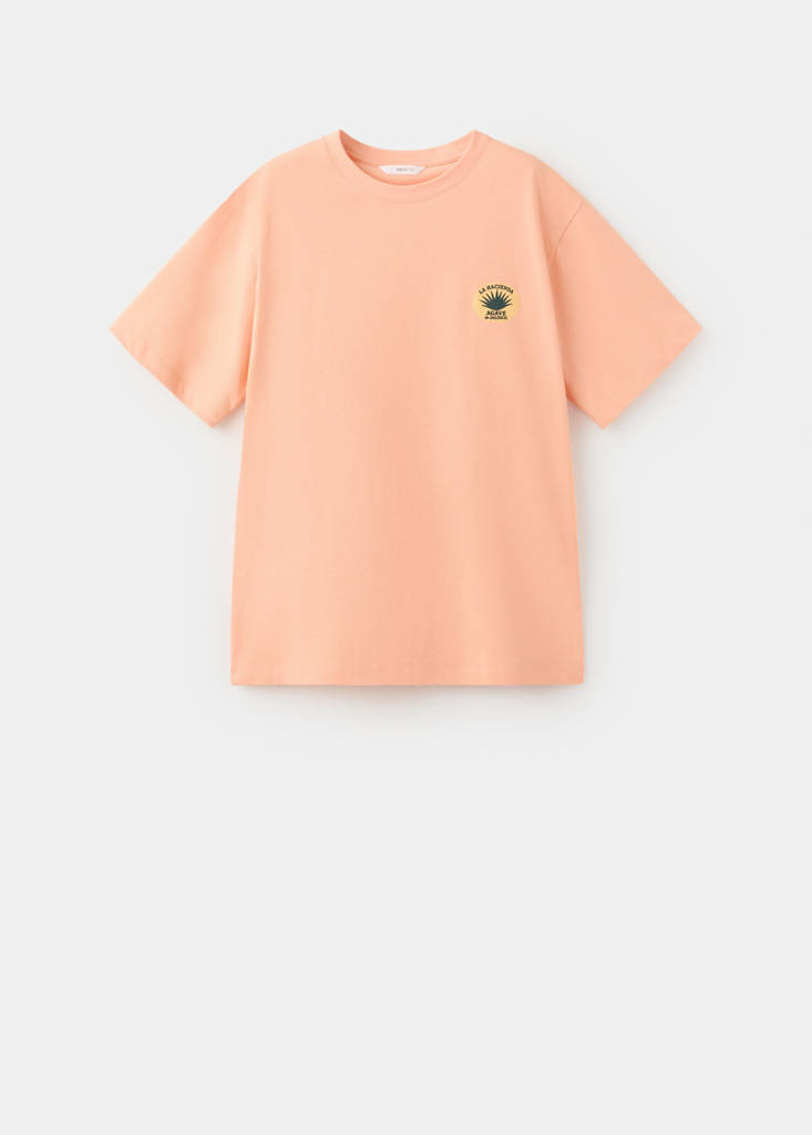 Printed cotton-blend t-shirt — Orange