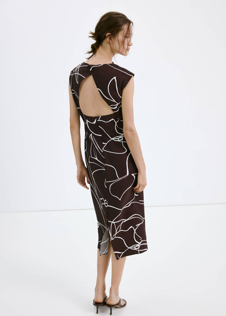 Printed ruched dress — Brown
