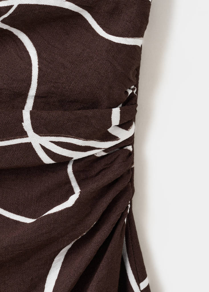 Printed ruched dress — Brown