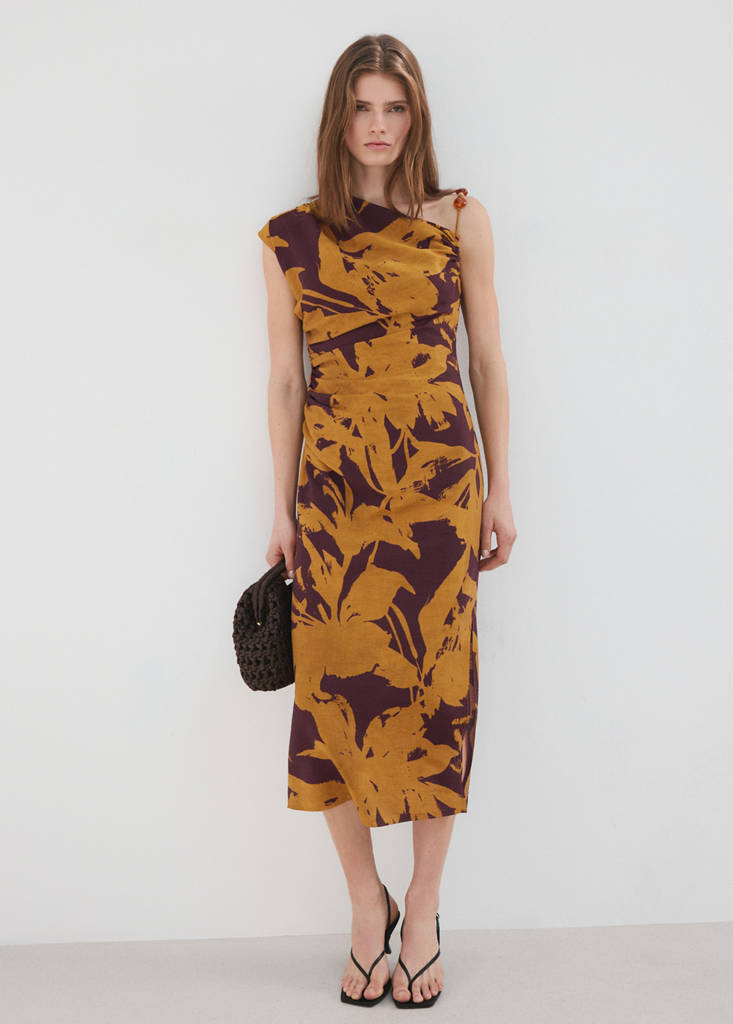 Printed asymmetrical dress — Ochre
