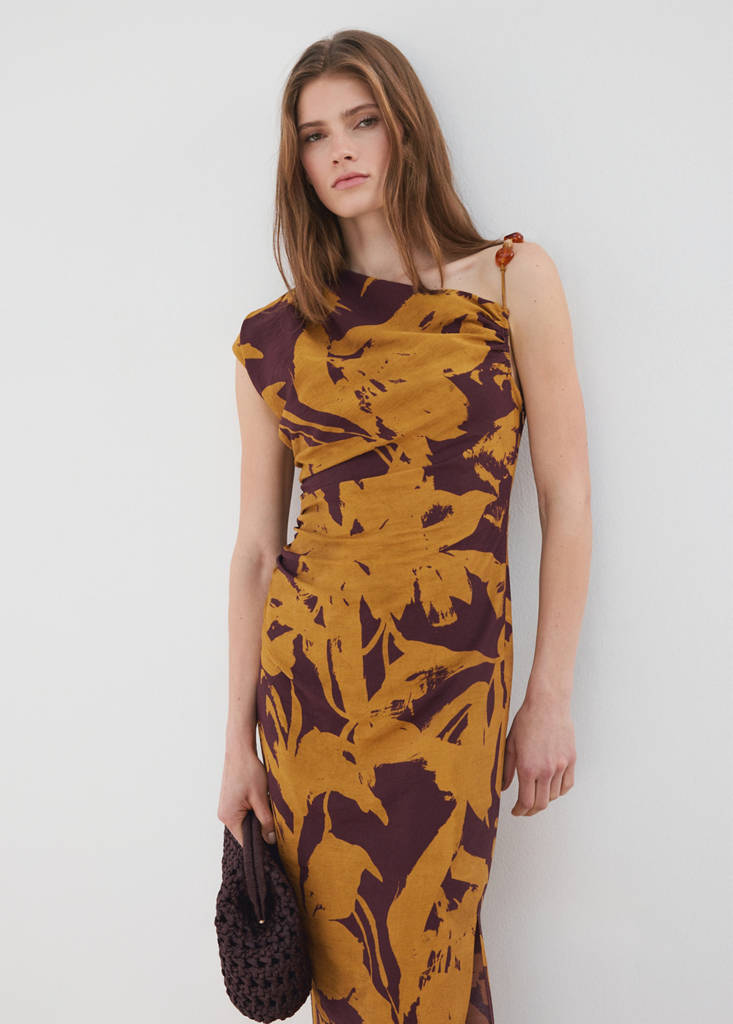 Printed asymmetrical dress — Ochre