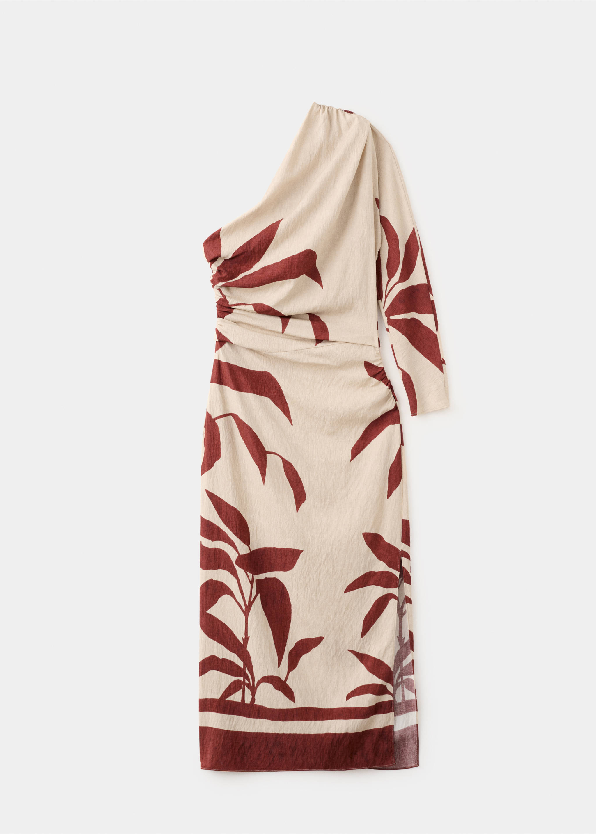 Asymmetrical dress with gathered body - Article without model, Beige. Ref: 27027945-00.