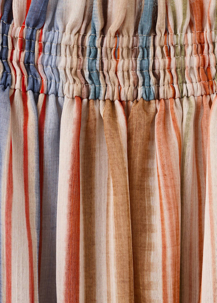 Striped strapless dress — Ecru