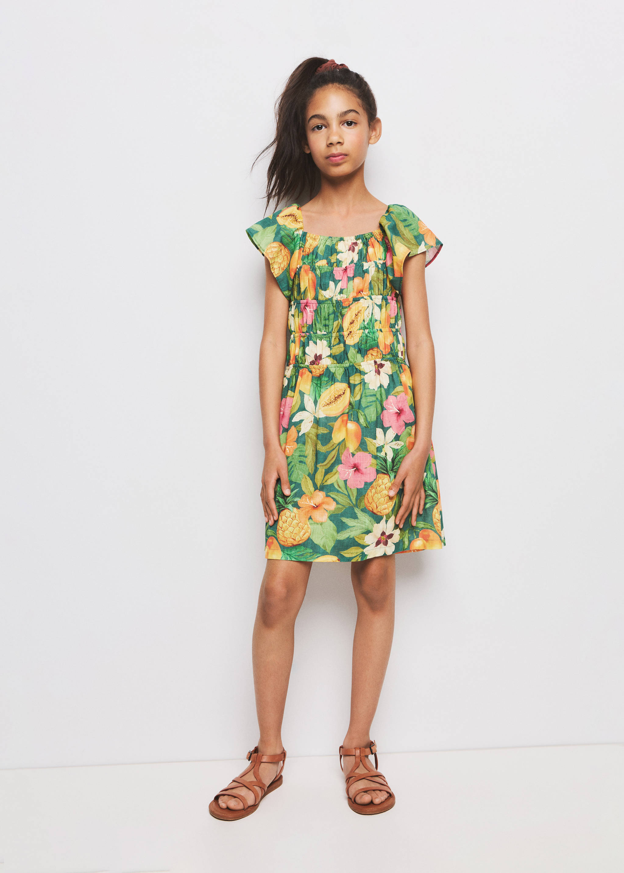 Vestido estampado tropical - Plano general