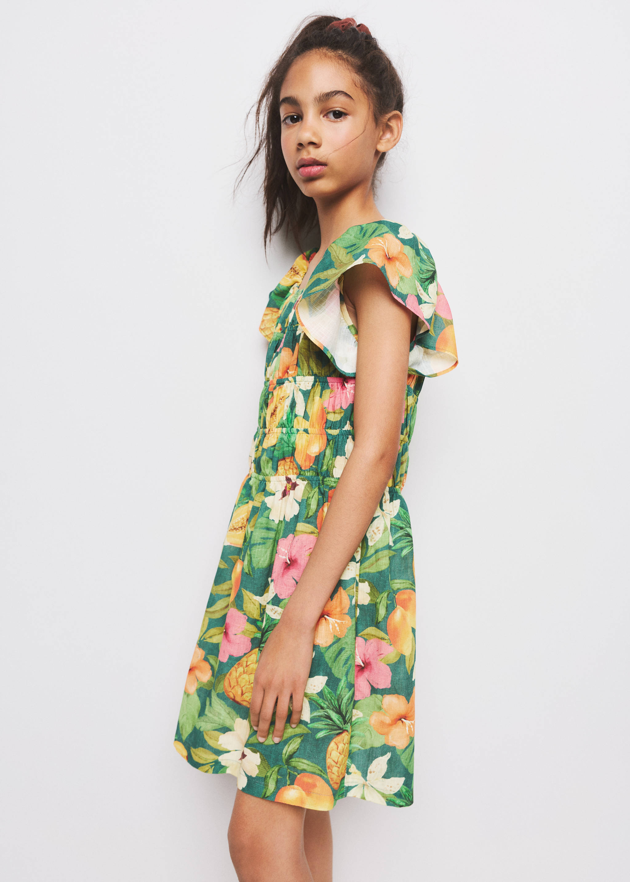 Vestido estampado tropical - Plano medio