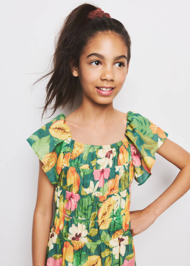 Tropical print dress — Green